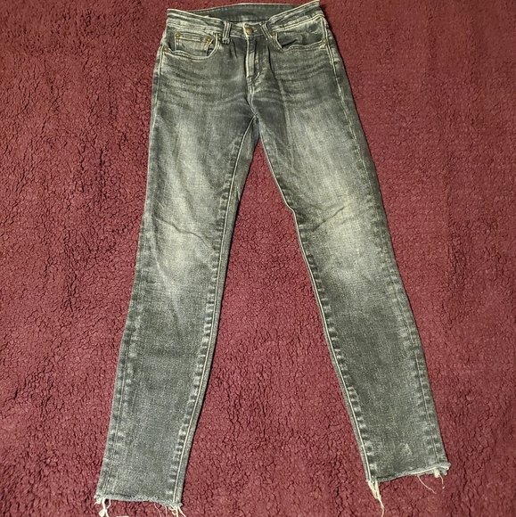 R13 Alison Skinny Distressed Black Wash Raw Hem Women Size 24 (25"wX28.5"l) - Picture 2 of 13